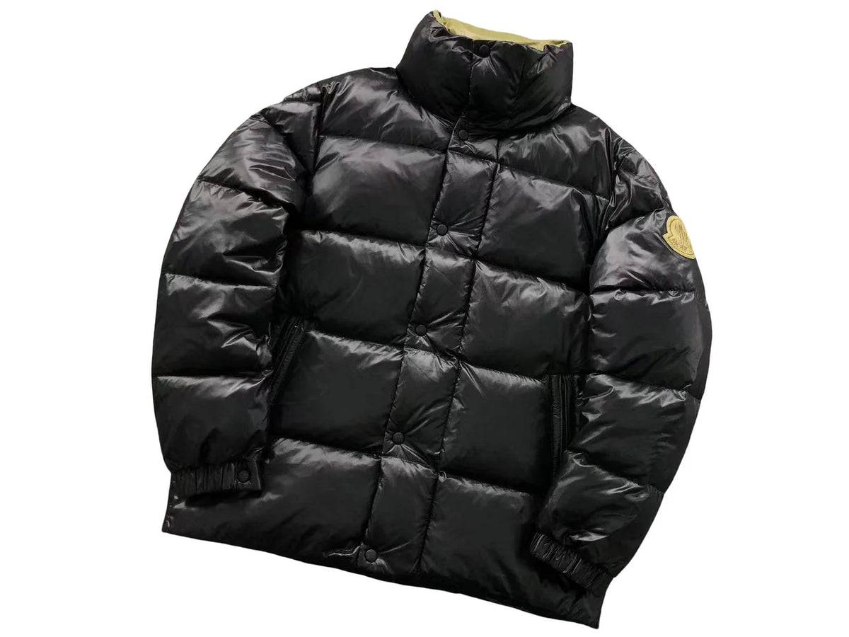 Moncler Black High-Gloss Stand-Collar Diamond-Quilted Short Down Jacket