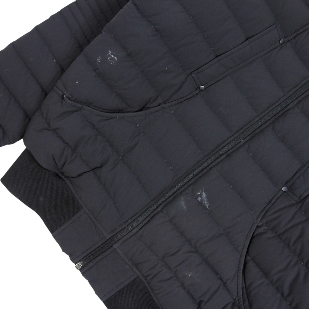 Moncler Black Matte Ribbed-Trim Bomber Down Jacket