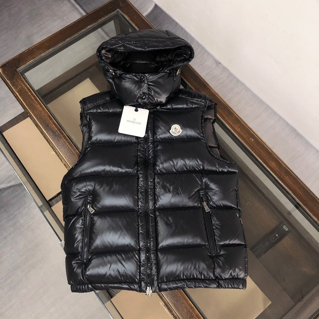Moncler Black Hooded Down Puffer Vest