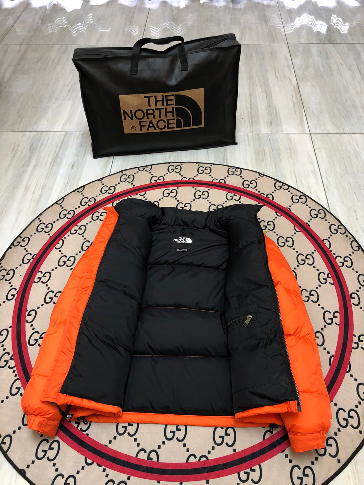 The North Face Orange Black 1992 Nuptse 700 Fill Power Down Jacket