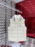 Moncler White Hooded Down Puffer Vest