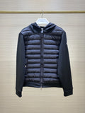 Moncler Black Down-Front Hooded Knit Hybrid Jacket