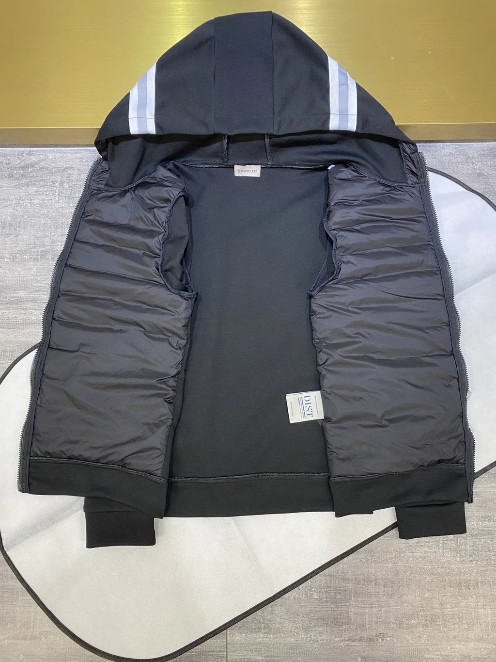 Moncler Black Down-Front Hooded Knit Hybrid Jacket