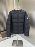 Moncler Black Collarless Crew-Neck Short Down Jacket