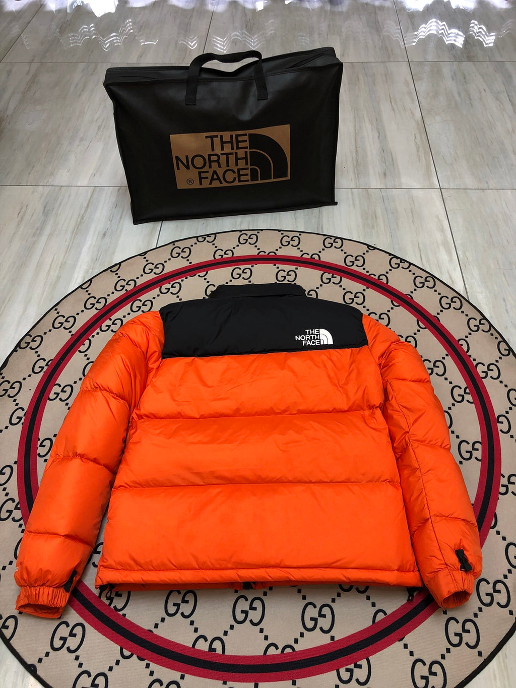 The North Face Orange Black 1992 Nuptse 700 Fill Power Down Jacket