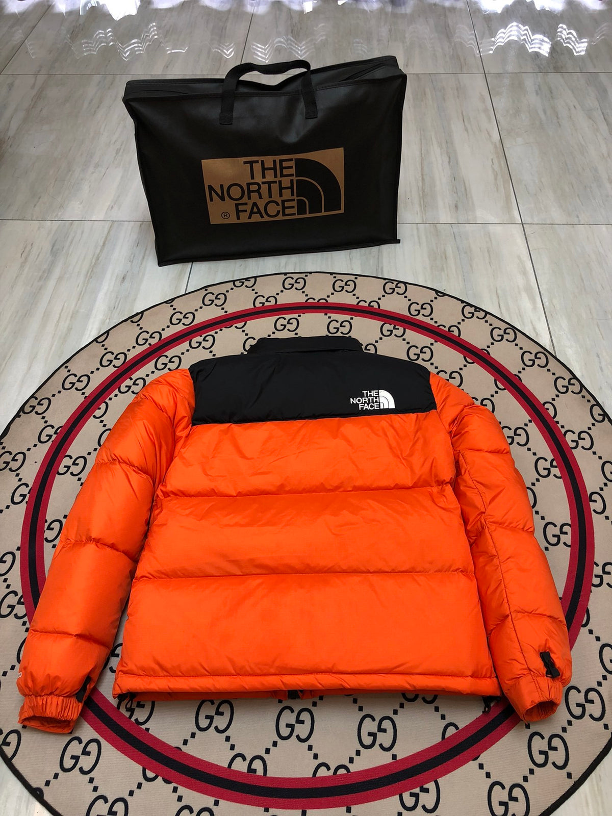 The North Face Orange Black 1992 Nuptse 700 Fill Power Down Jacket