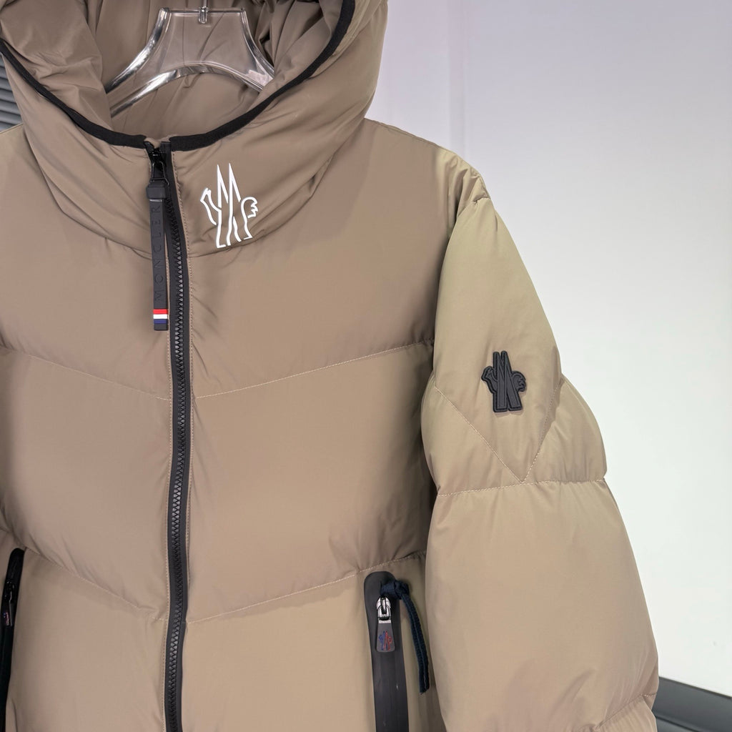 Day-Namic Khaki Chevron Hooded Down Vest