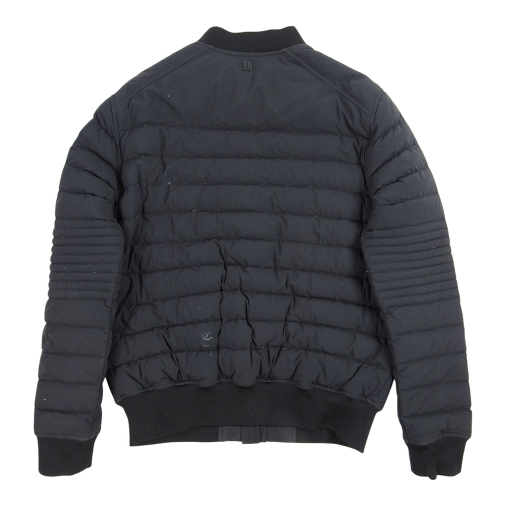 Moncler Black Matte Ribbed-Trim Bomber Down Jacket