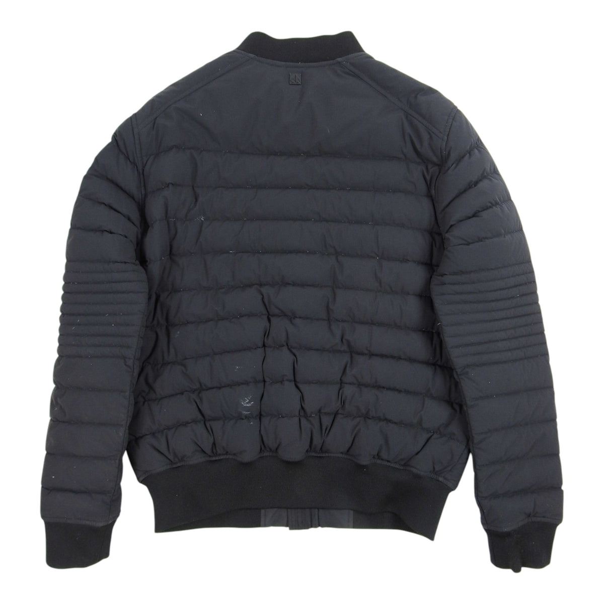 Moncler Black Matte Ribbed-Trim Bomber Down Jacket