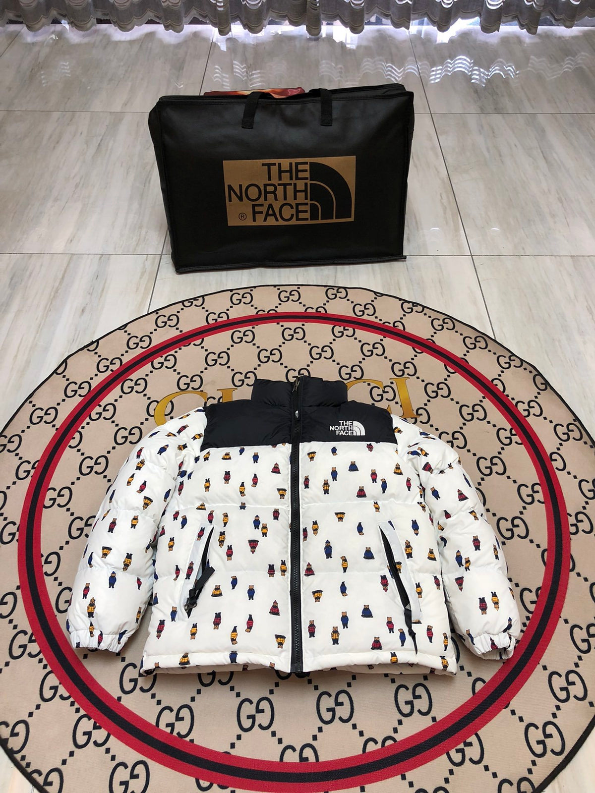 The North Face White Bear Print 1992 Nuptse 700 Fill Power Down Jacket