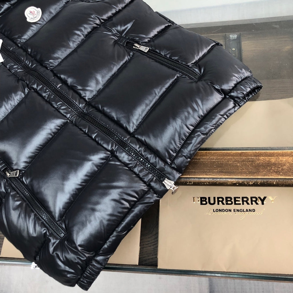 Moncler Black Hooded Down Puffer Vest