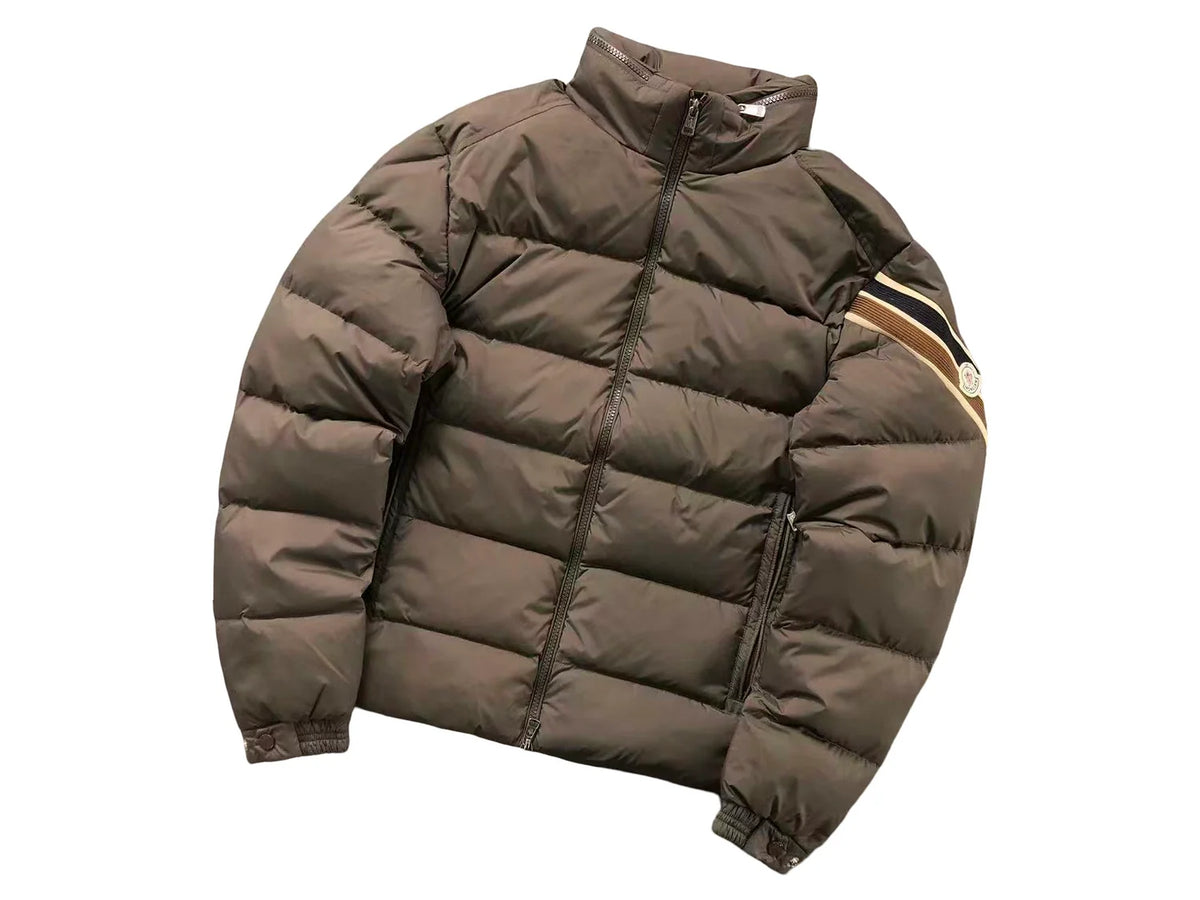 Moncler Olive Brown Stand Collar Puffer Jacket