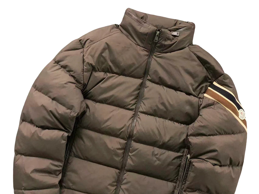 Moncler Olive Brown Stand Collar Puffer Jacket