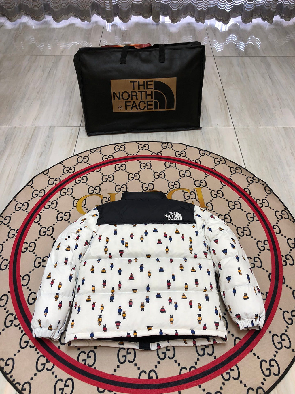 The North Face White Bear Print 1992 Nuptse 700 Fill Power Down Jacket
