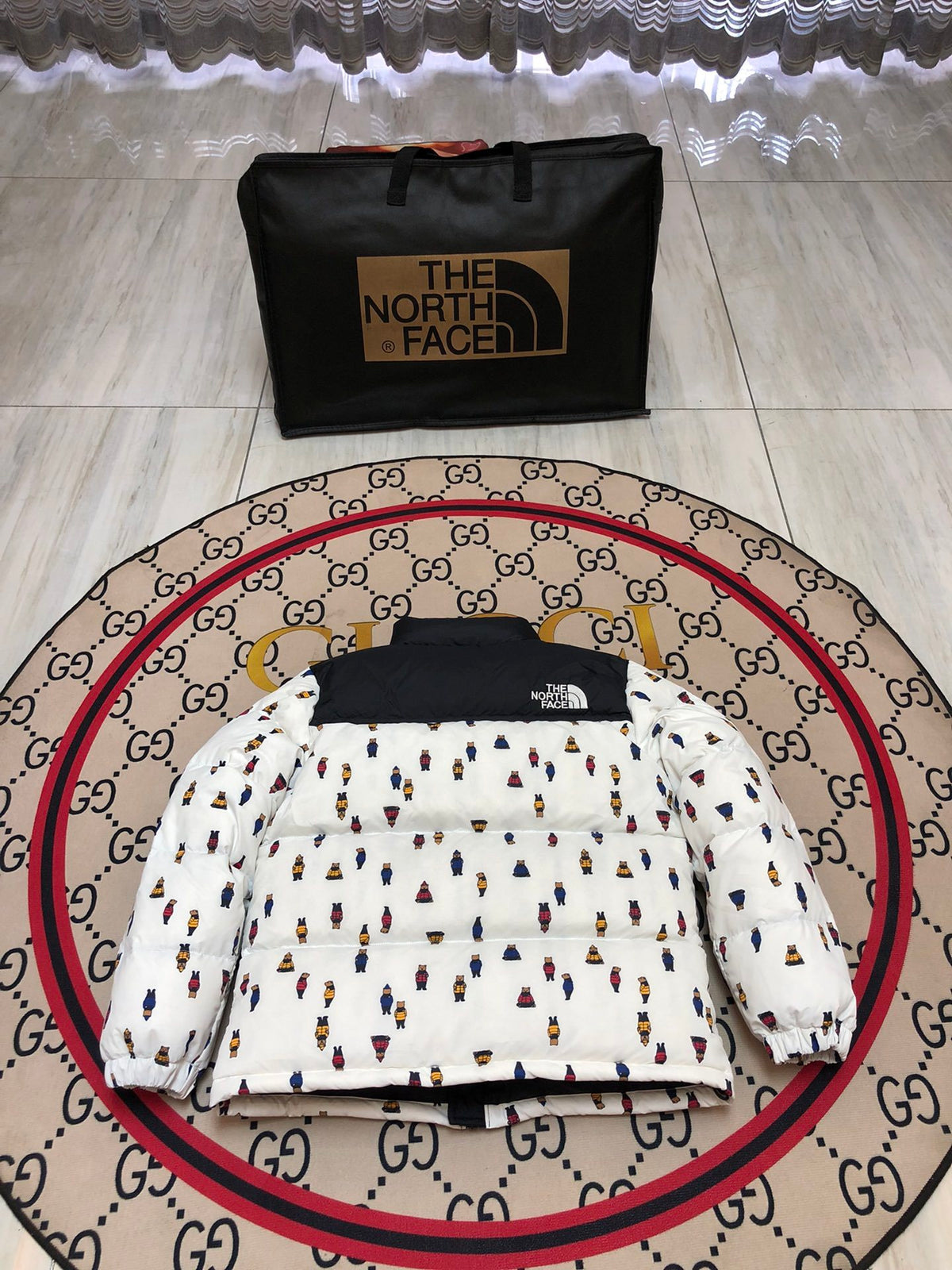 The North Face White Bear Print 1992 Nuptse 700 Fill Power Down Jacket